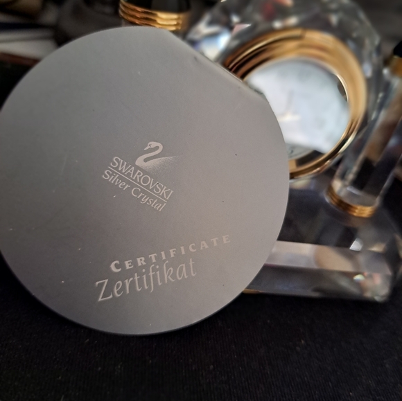 RARE Swarovski Crystal W Goldtone & Black MCM Table Mantel Clock Excellent - Picture 6 of 6